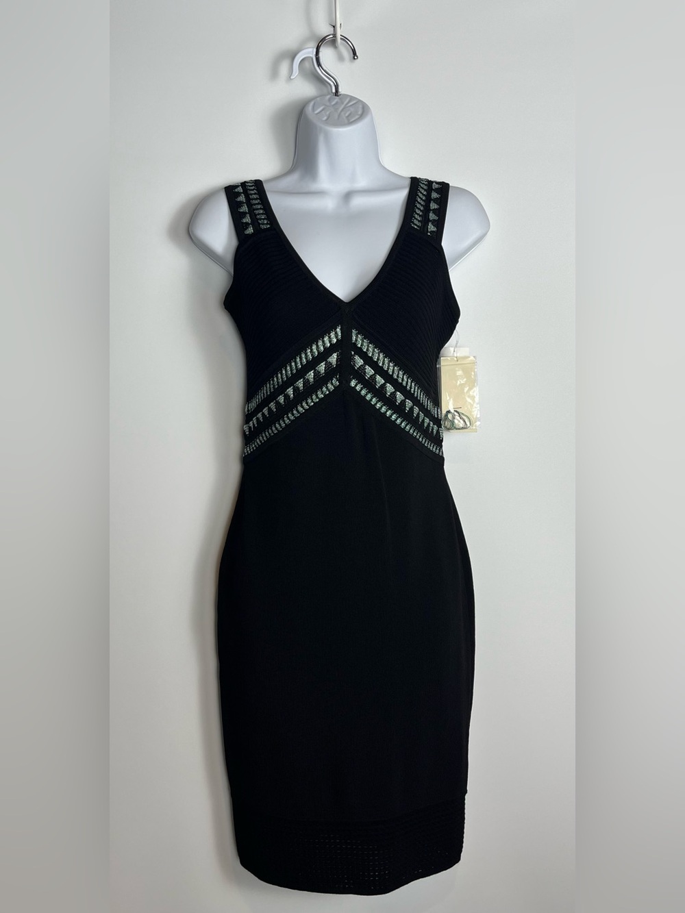 Shoshanna BodyCon Black Knit Mini Dress Size Small New With Tags